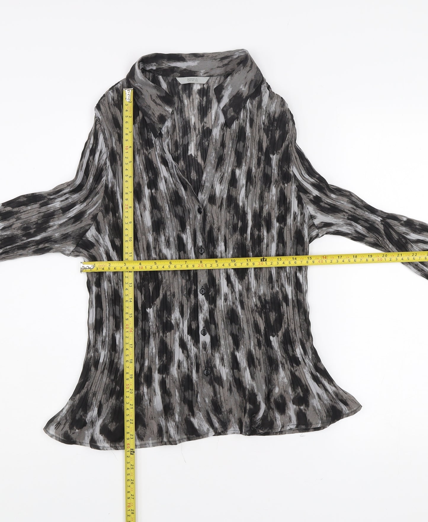 Marks and Spencer Womens Grey Animal Print Blouse UK 18 Long Sleeve Tunic