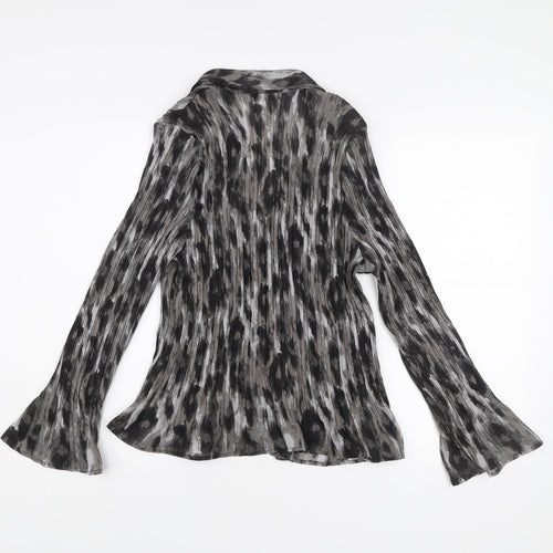 Marks and Spencer Womens Grey Animal Print Blouse UK 18 Long Sleeve Tunic