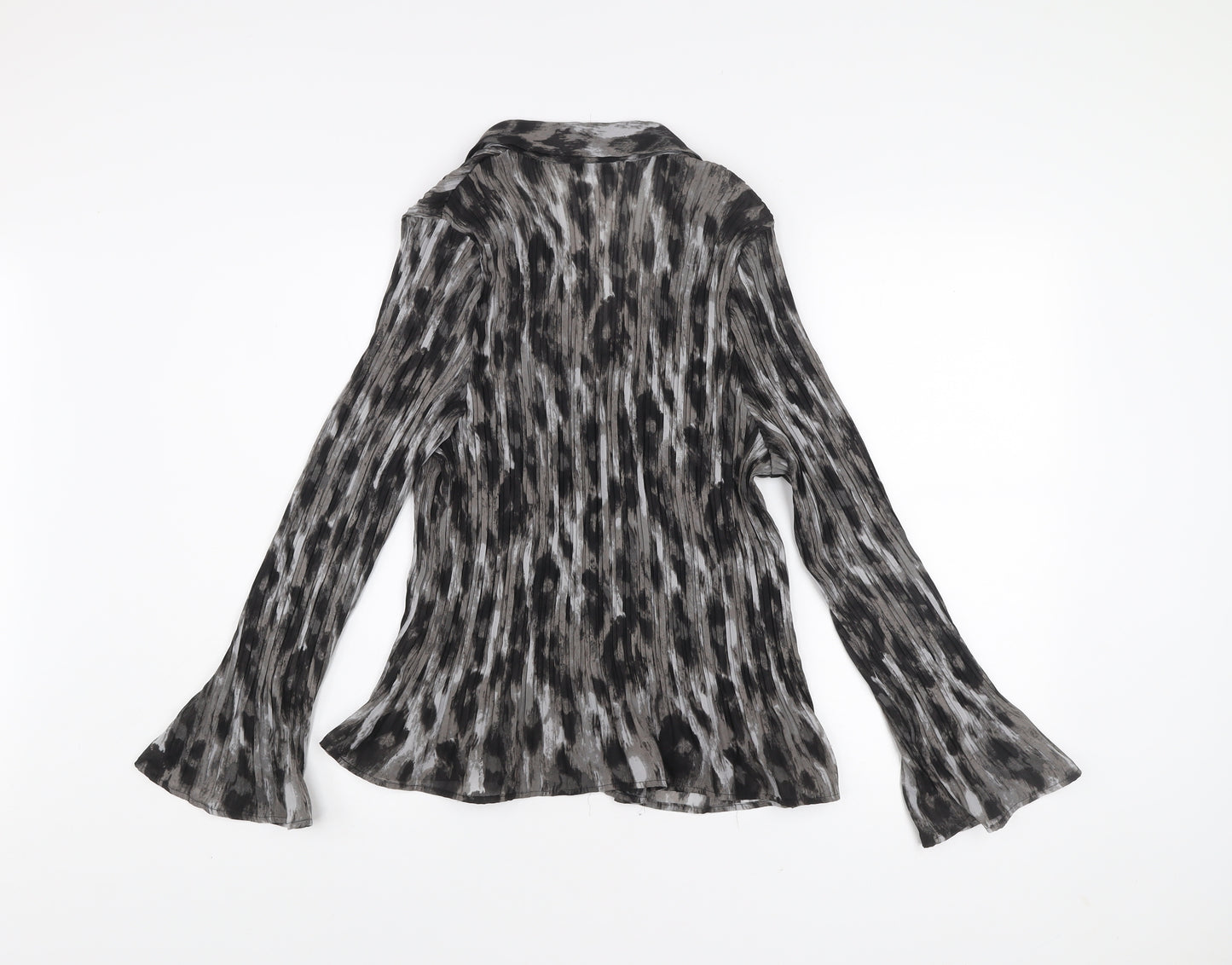 Marks and Spencer Womens Grey Animal Print Blouse UK 18 Long Sleeve Tunic