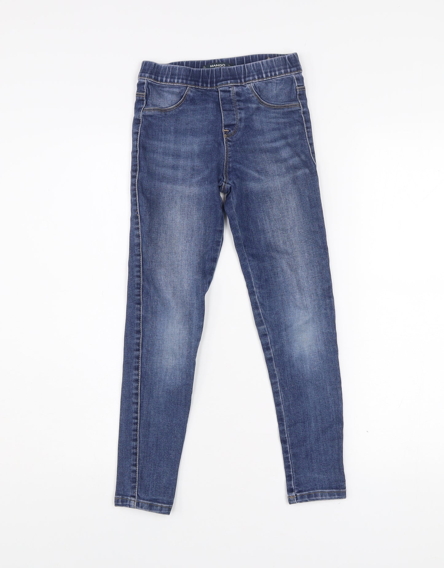 Mango Girls Blue Jegging Jeans Slim Fit Age 9 Years Elastic Waist