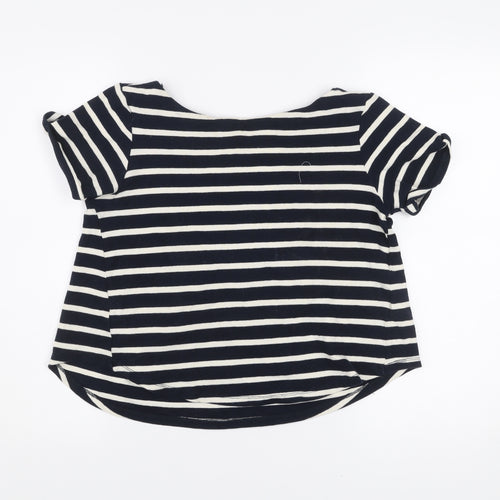 Zara Women’s Black White Striped Scoop Neck T-Shirt Size S