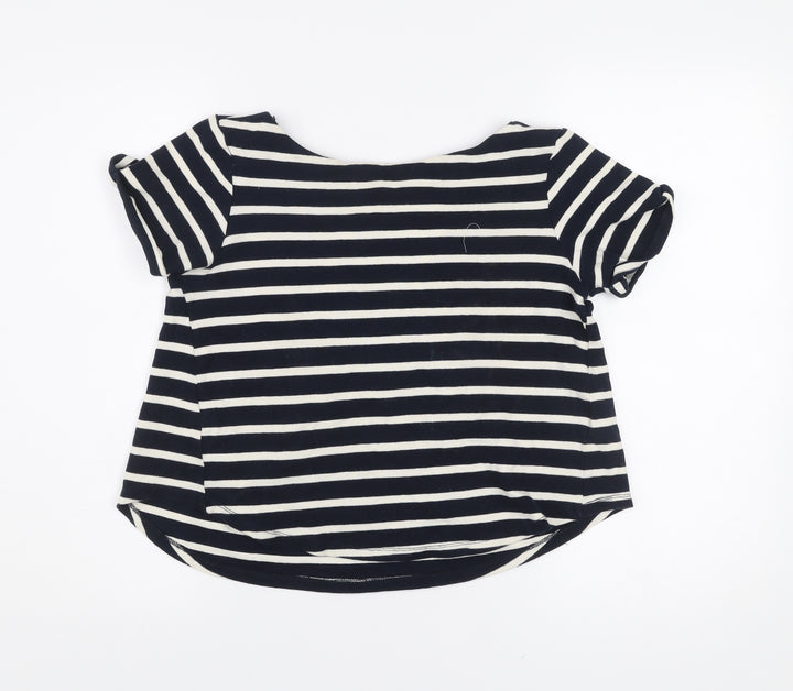 Zara Women’s Black White Striped Scoop Neck T-Shirt Size S