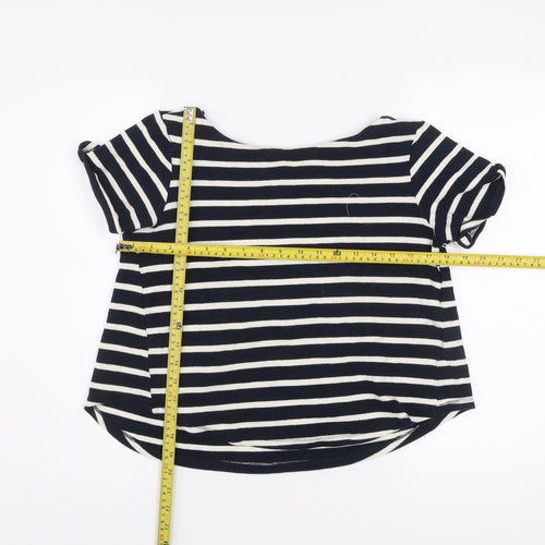 Zara Women’s Black White Striped Scoop Neck T-Shirt Size S