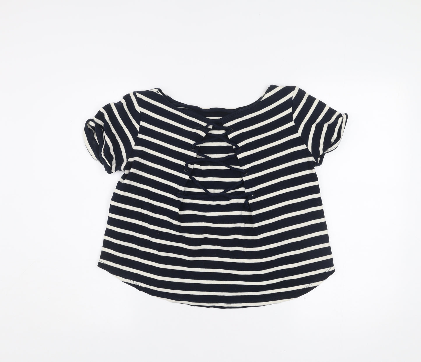 Zara Women’s Black White Striped Scoop Neck T-Shirt Size S