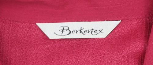 Berkertex Women Pink Size 12 Short Sleeve Button-Up Blouse