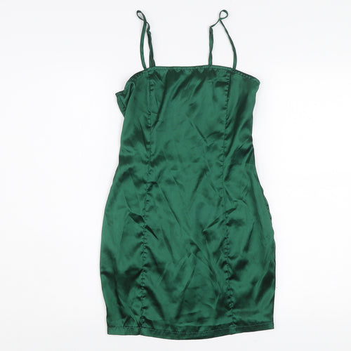 PrettyLittleThing Women’s Green Satin Slip Dress UK 4 Partywear