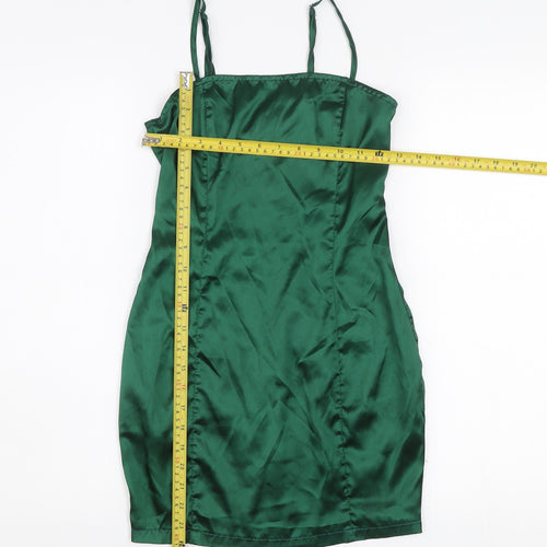 PrettyLittleThing Women’s Green Satin Slip Dress UK 4 Partywear