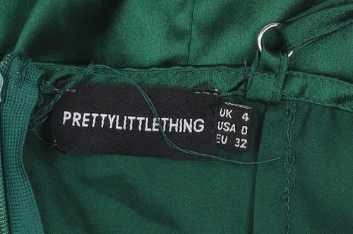PrettyLittleThing Women’s Green Satin Slip Dress UK 4 Partywear