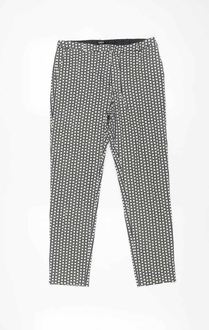 Oasis Women’s Black Geometric Slim Trousers Size 10