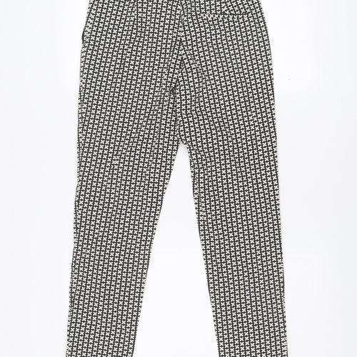 Oasis Women’s Black Geometric Slim Trousers Size 10