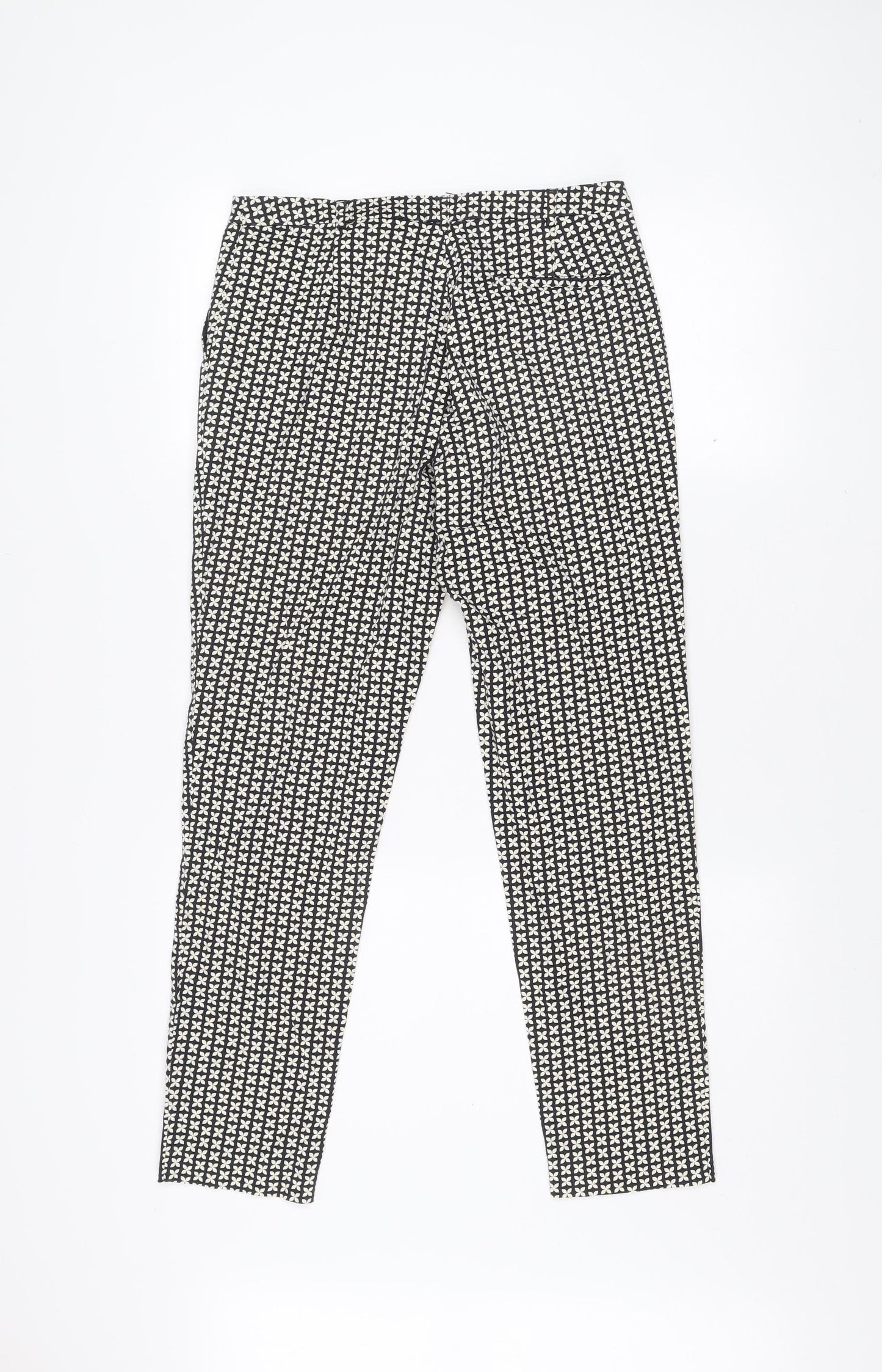Oasis Women’s Black Geometric Slim Trousers Size 10