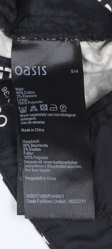 Oasis Women’s Black Geometric Slim Trousers Size 10