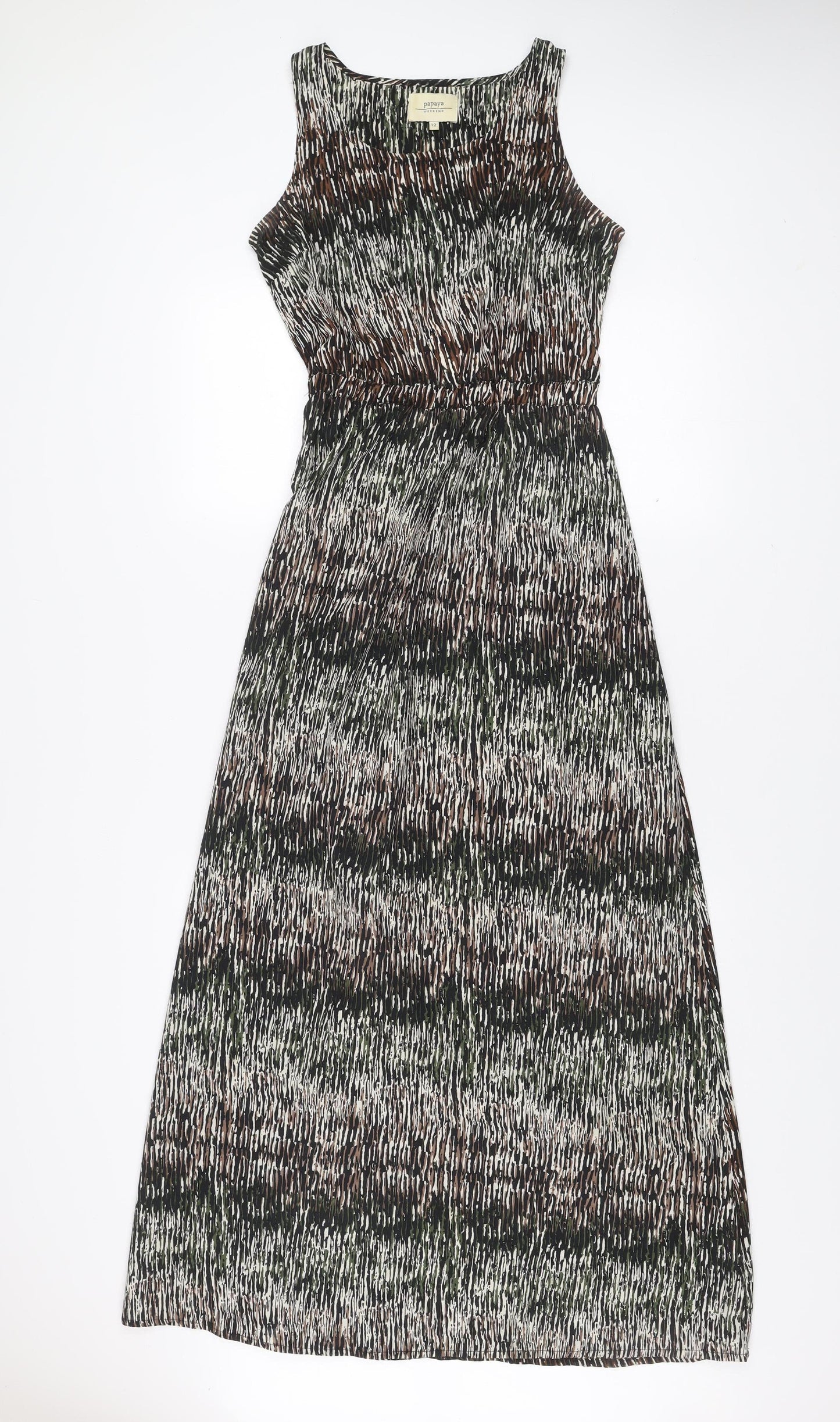 Papaya Women’s Multicoloured Midi A-Line Scoop Neck Sleeveless Dress Size 12