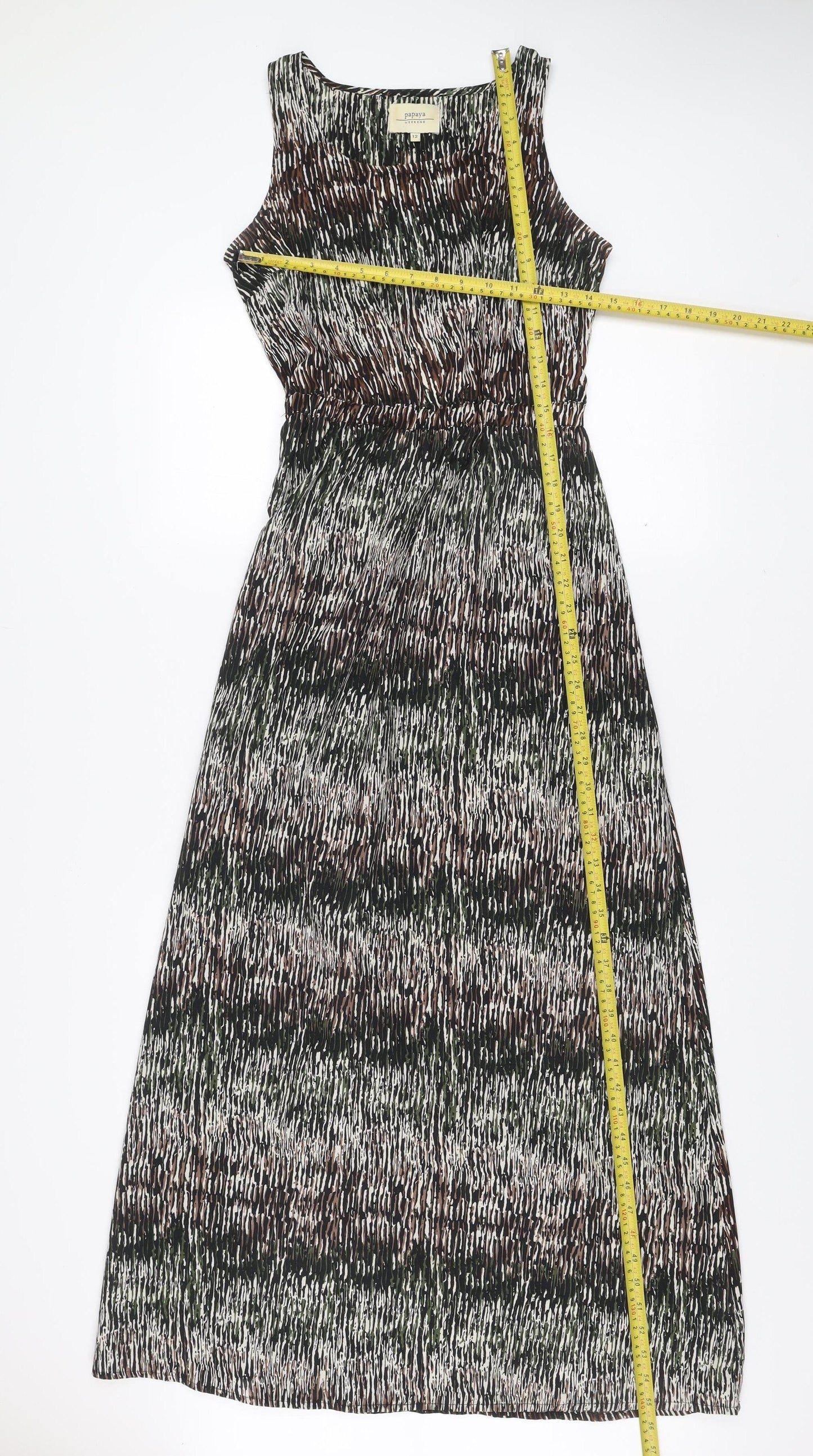 Papaya Women’s Multicoloured Midi A-Line Scoop Neck Sleeveless Dress Size 12