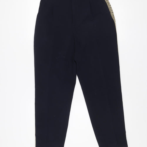 Zara Basic Women’s Blue Embroidered Slim Trousers Size 12
