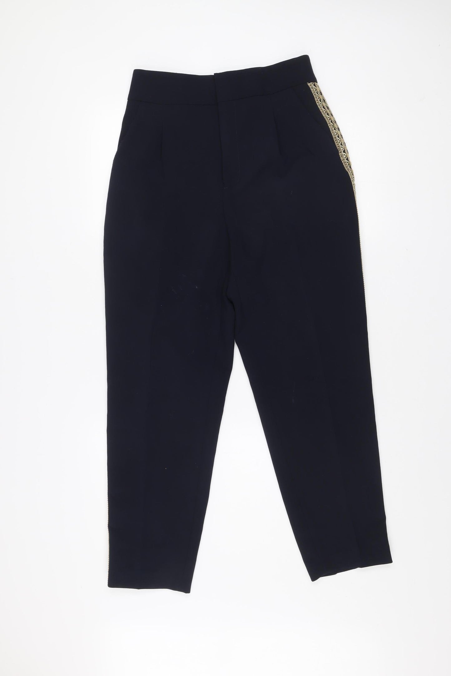 Zara Basic Women’s Blue Embroidered Slim Trousers Size 12