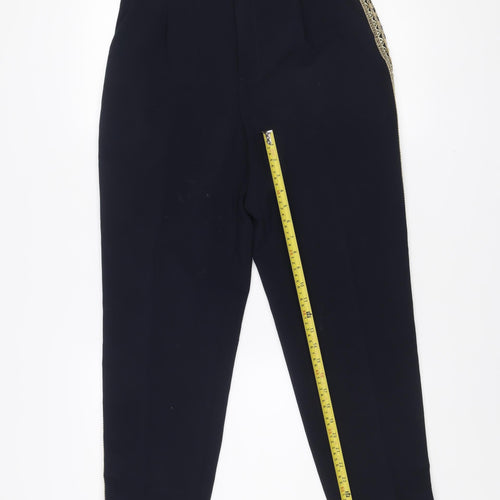 Zara Basic Women’s Blue Embroidered Slim Trousers Size 12