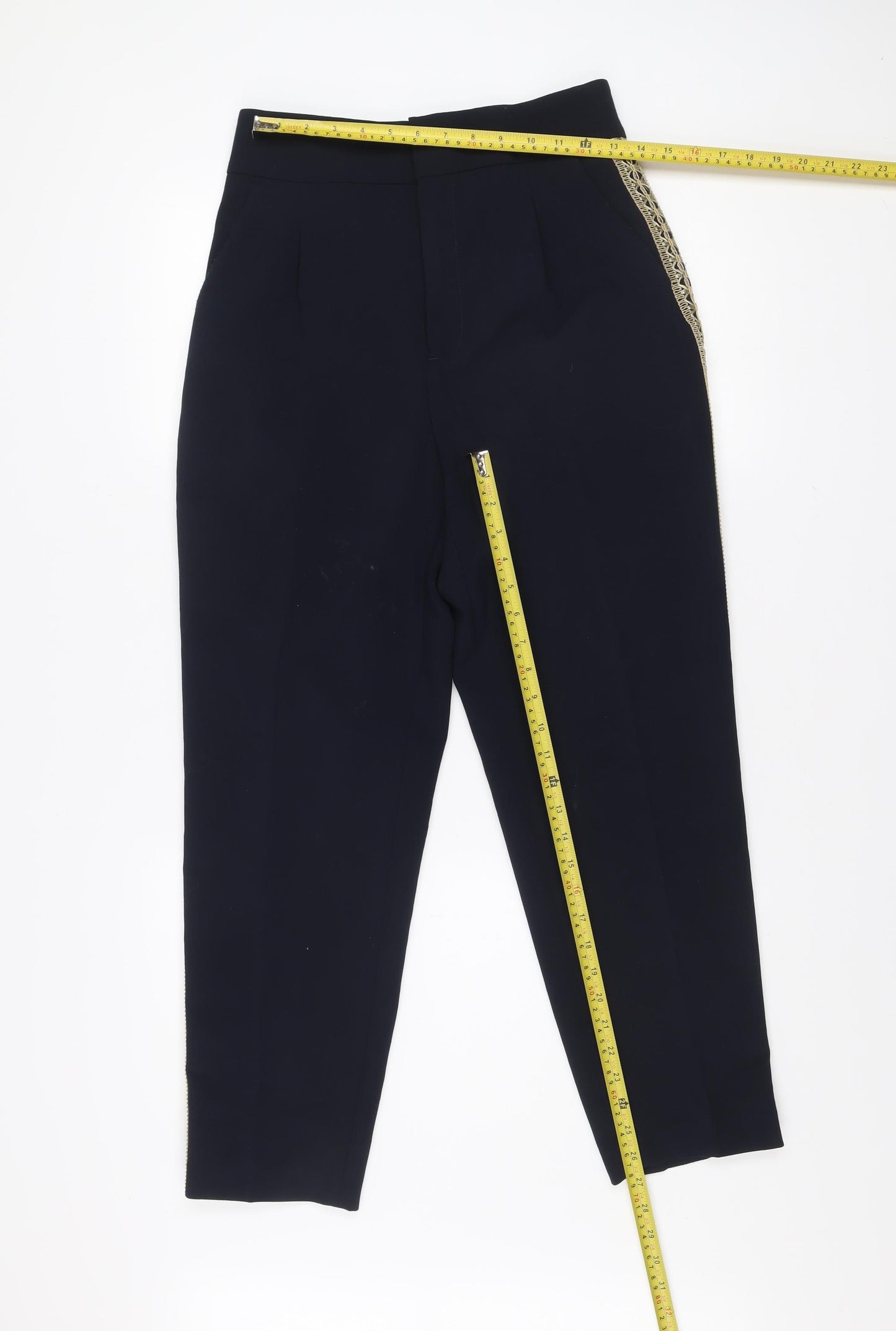 Zara Basic Women’s Blue Embroidered Slim Trousers Size 12