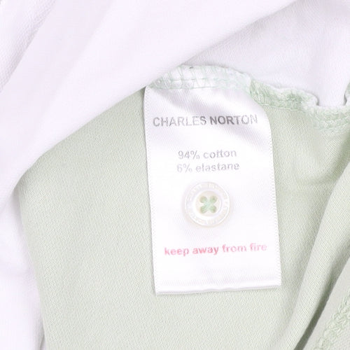Charles Norton Mens Green L Polo Shirt Cotton Elastane Short Sleeve
