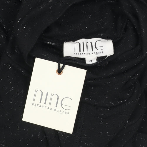 Nine by Savannah Miller Womens Black A-Line Roll Neck Jersey Dress Size 8