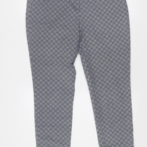Lila Rose Womens Blue Geometric Slim Fit Trousers Size 14