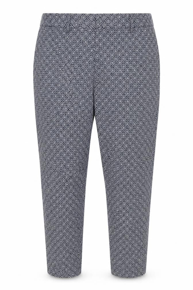 Lila Rose Womens Blue Geometric Slim Fit Trousers Size 14
