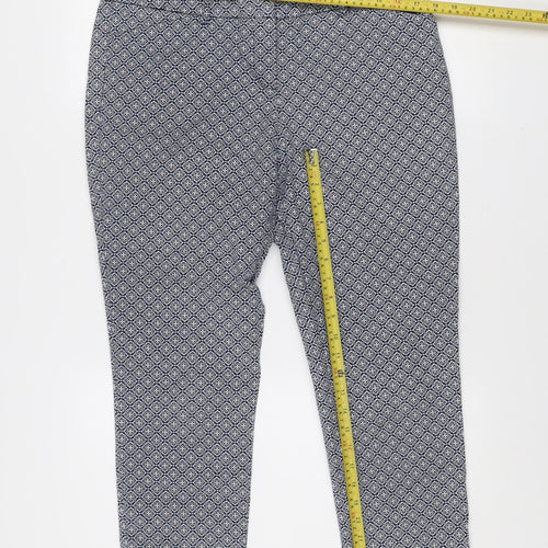 Lila Rose Womens Blue Geometric Slim Fit Trousers Size 14