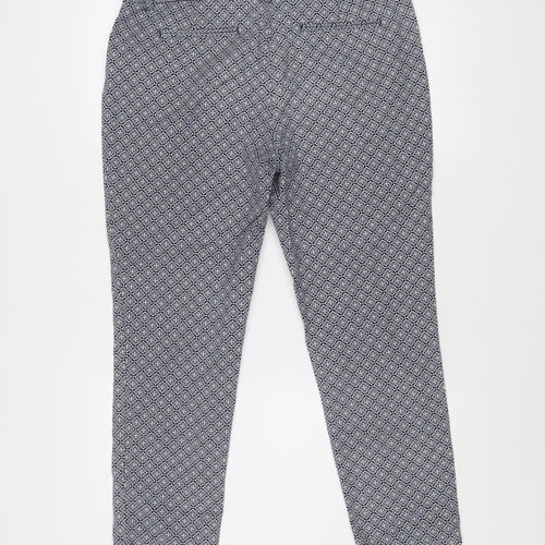 Lila Rose Womens Blue Geometric Slim Fit Trousers Size 14