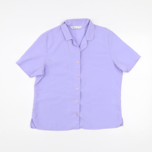 BHS Women’s Purple Short Sleeve Button-Up Blouse Size 14