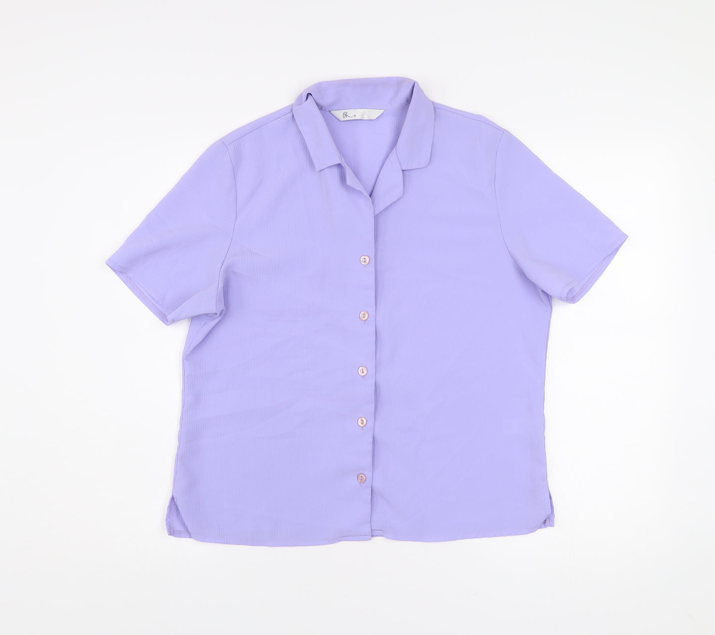 BHS Women’s Purple Short Sleeve Button-Up Blouse Size 14