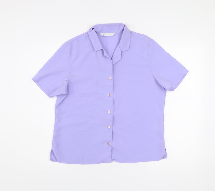 BHS Women’s Purple Short Sleeve Button-Up Blouse Size 14
