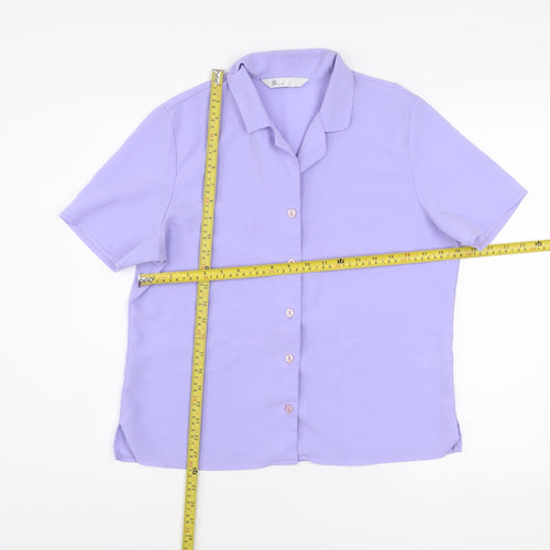 BHS Women’s Purple Short Sleeve Button-Up Blouse Size 14