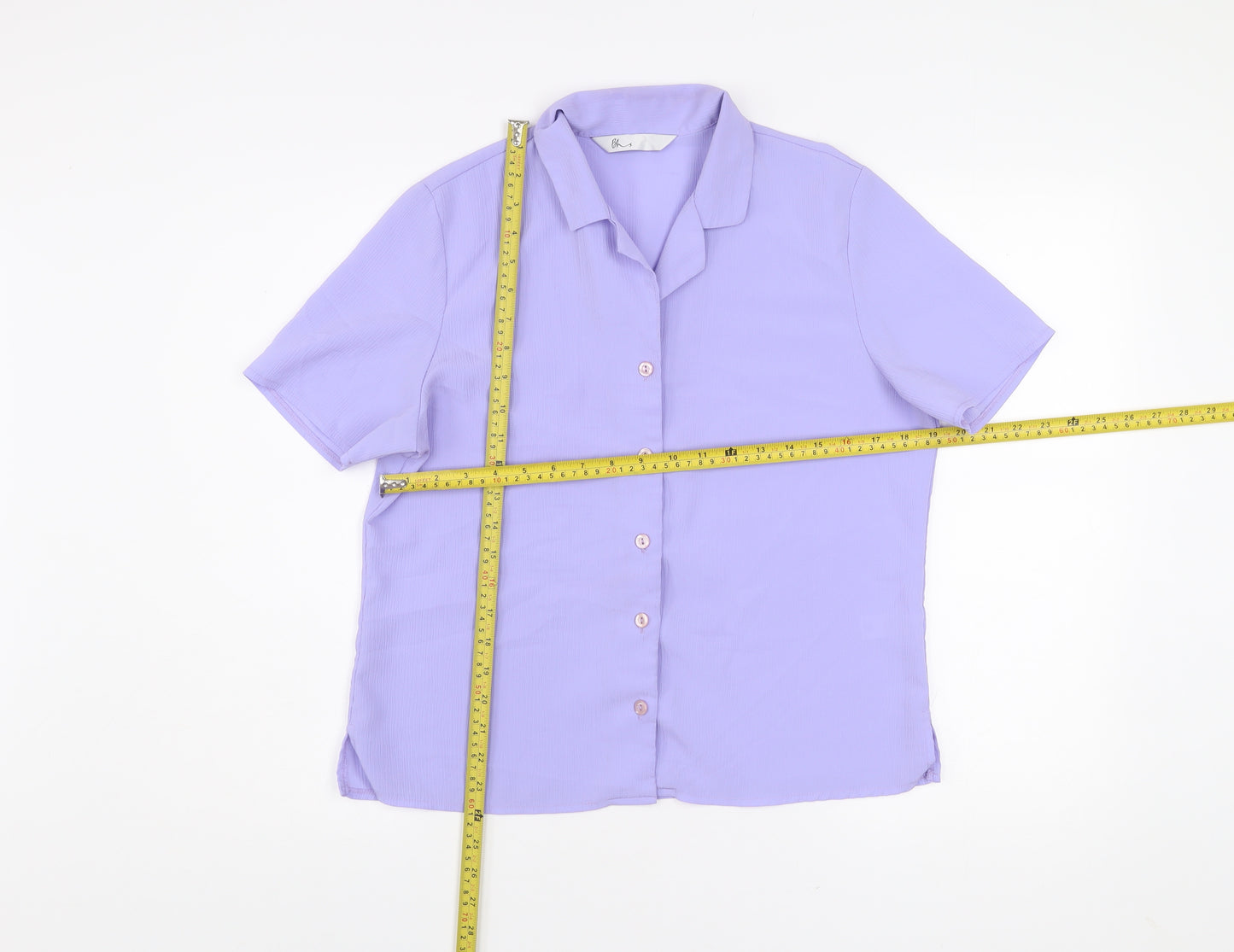 BHS Women’s Purple Short Sleeve Button-Up Blouse Size 14