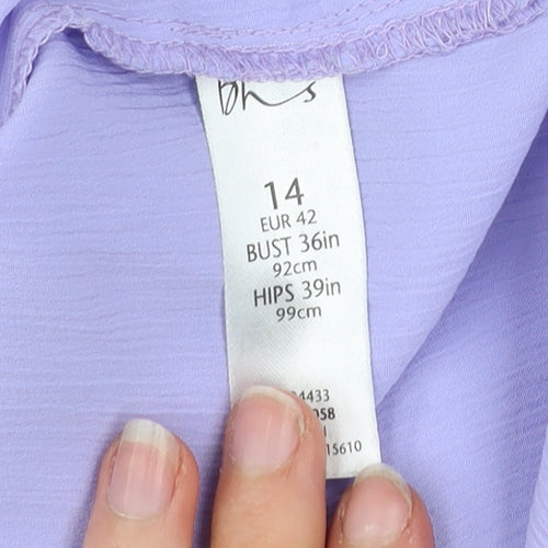 BHS Women’s Purple Short Sleeve Button-Up Blouse Size 14