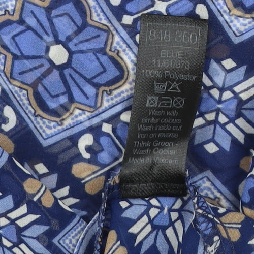 M&Co Women’s Blue Geometric Tunic Blouse Size 14 V-Neck 3/4 Sleeve