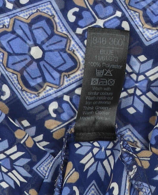 M&Co Women’s Blue Geometric Tunic Blouse Size 14 V-Neck 3/4 Sleeve