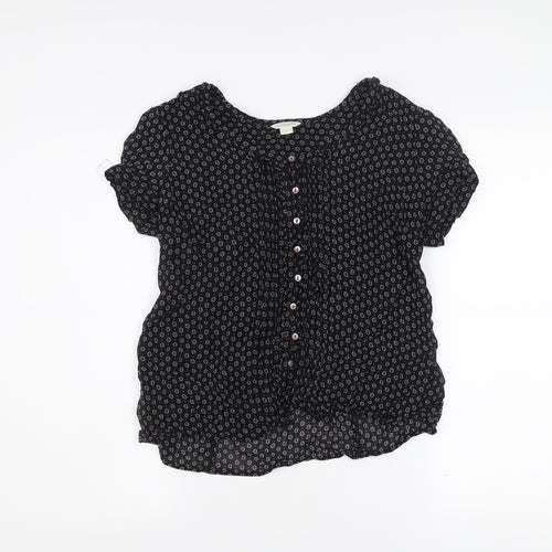 Monsoon Womens Black Viscose Blouse Size 14 Tunic Work Casual