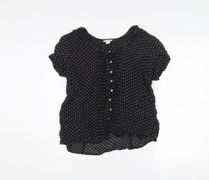 Monsoon Womens Black Viscose Blouse Size 14 Tunic Work Casual