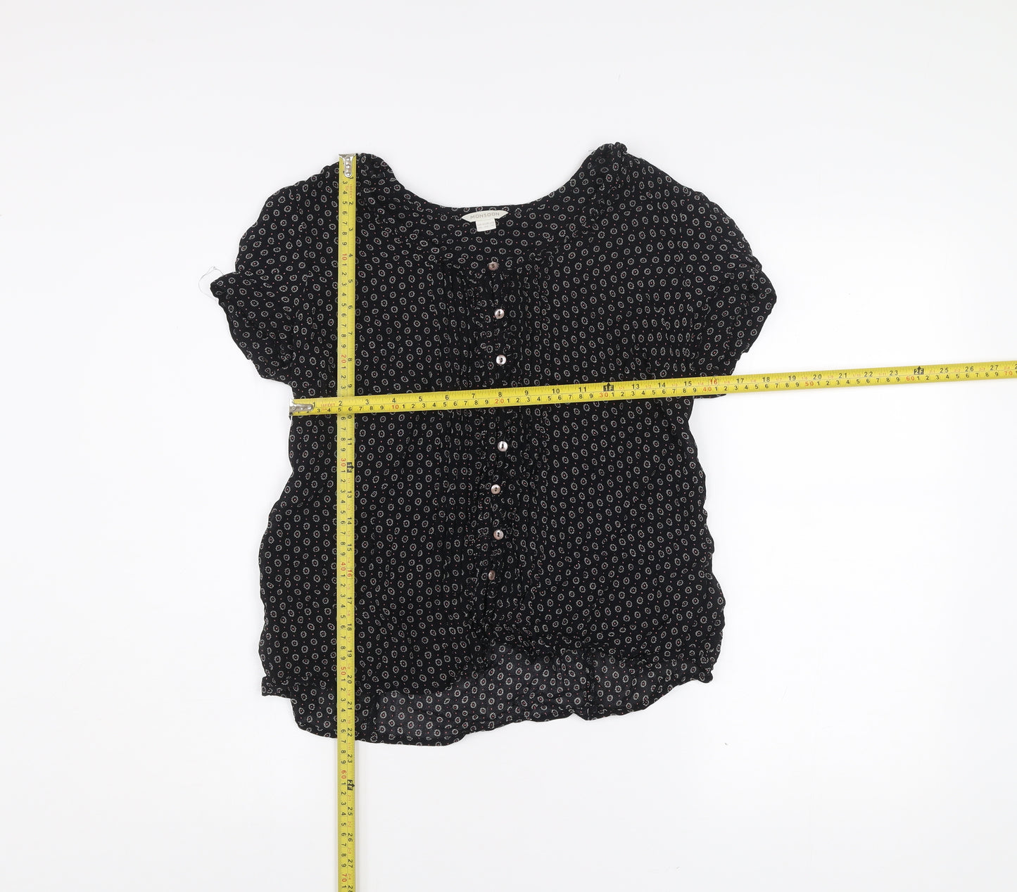 Monsoon Womens Black Viscose Blouse Size 14 Tunic Work Casual