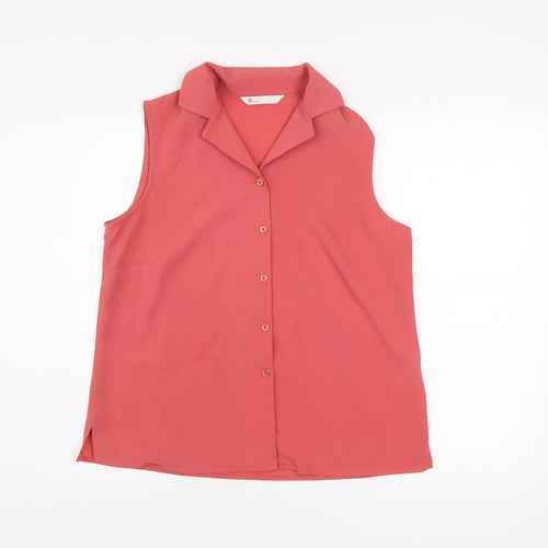 BHS Women’s Pink Sleeveless Collared Blouse Size 12