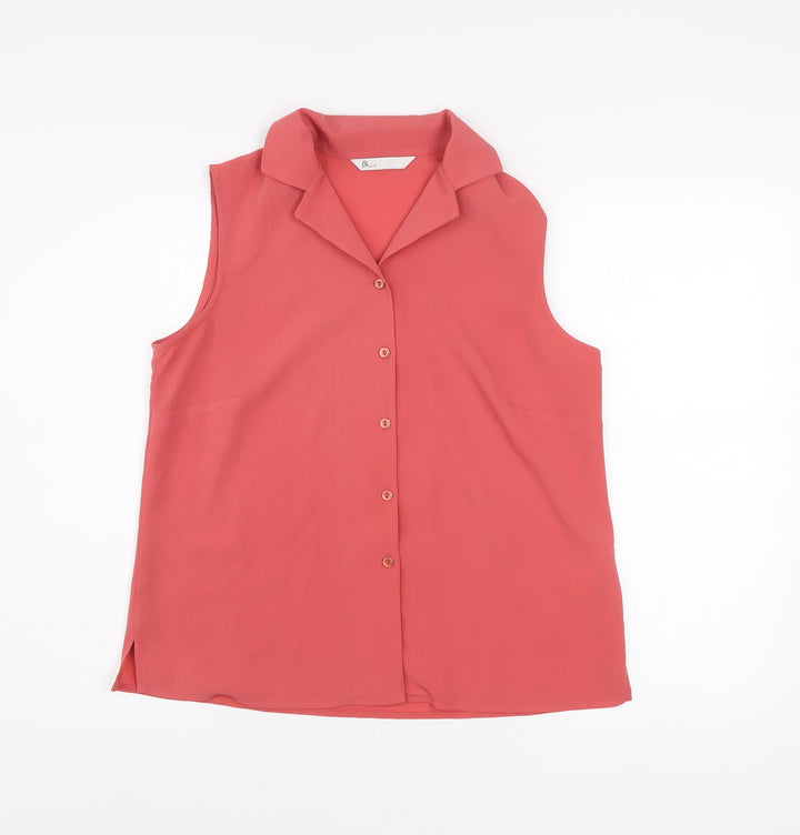 BHS Women’s Pink Sleeveless Collared Blouse Size 12