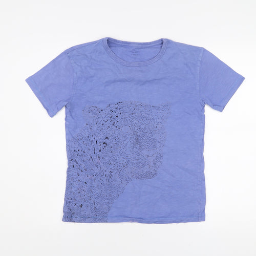 John Lewis Girls Blue Cotton Leopard Print T-Shirt Age 12 Years