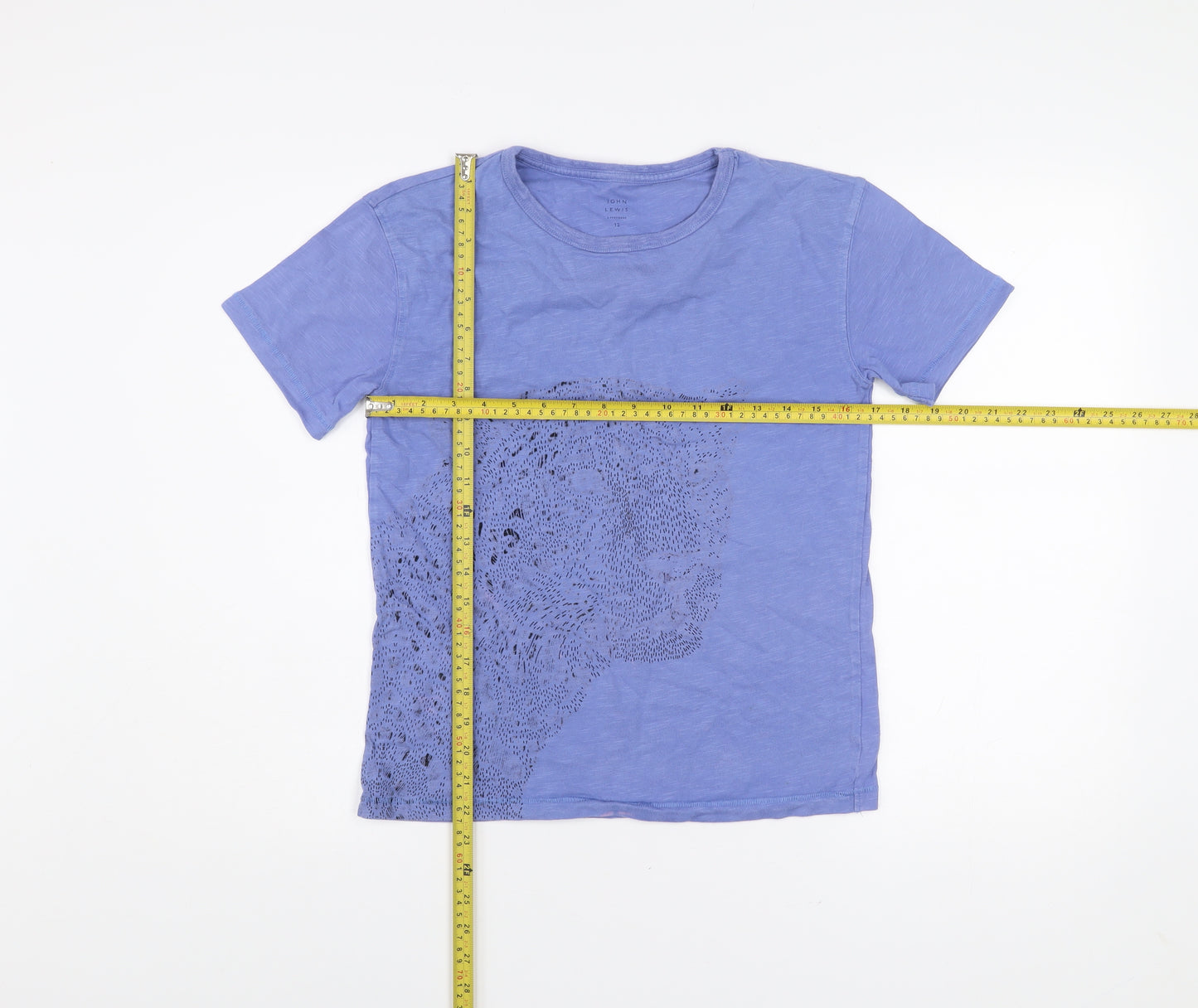 John Lewis Girls Blue Cotton Leopard Print T-Shirt Age 12 Years
