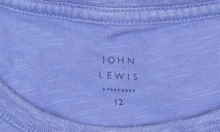 John Lewis Girls Blue Cotton Leopard Print T-Shirt Age 12 Years