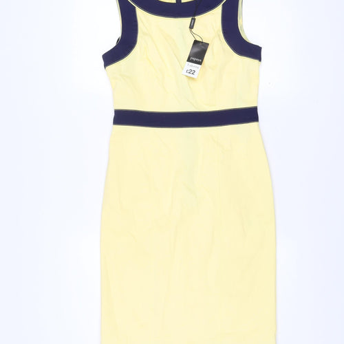 Papaya Women’s Yellow Blue Sheath Knee Length Dress Size 10