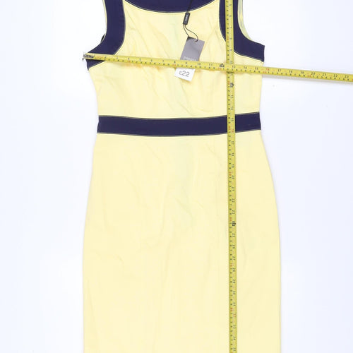 Papaya Women’s Yellow Blue Sheath Knee Length Dress Size 10