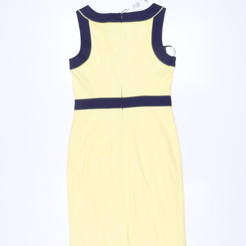 Papaya Women’s Yellow Blue Sheath Knee Length Dress Size 10