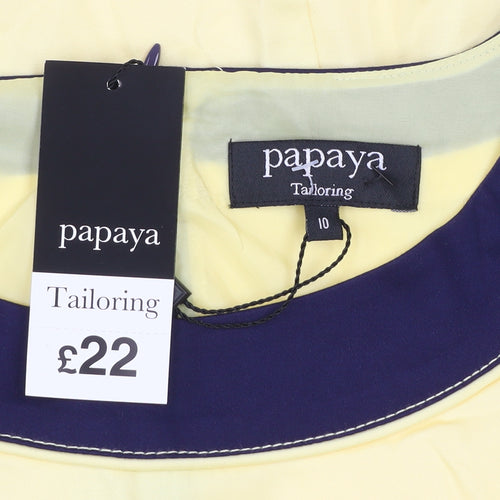 Papaya Women’s Yellow Blue Sheath Knee Length Dress Size 10