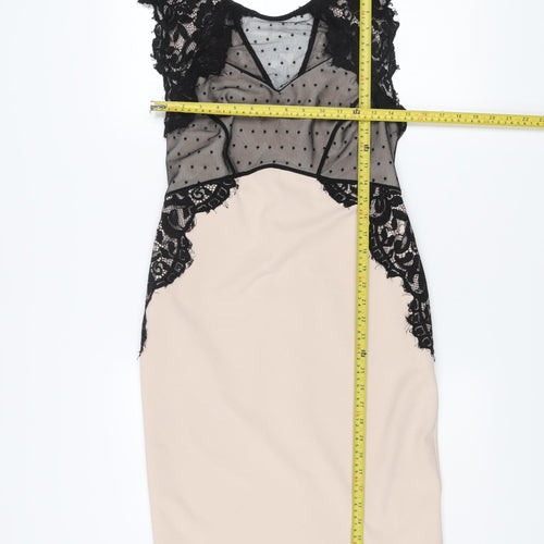 Next Petite Women’s Beige Black Lace Sheath Dress Size 12