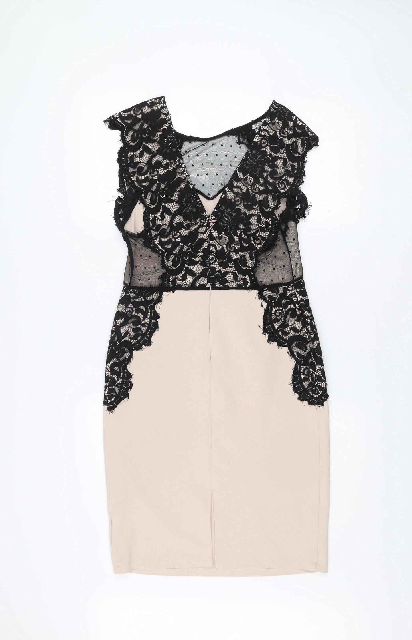 Next Petite Women’s Beige Black Lace Sheath Dress Size 12